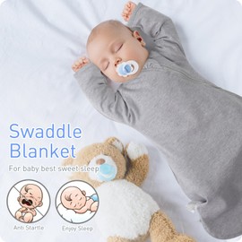 Knirose Swaddling Sack Baby Transition Sleeping Bag with Anti-Scare Function, Arms High Position, Baby Sleeping Bag with Double Zip for Easy Nappy Changing