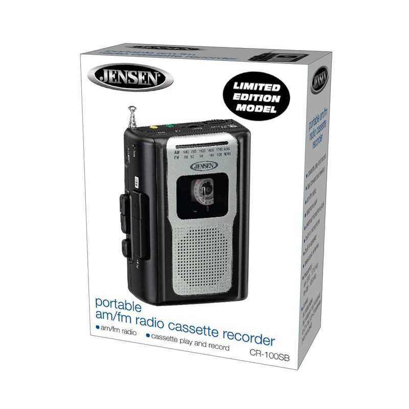 Jensen CR-100 Retro Portable AM/FM Radio Personal Cassette Player Compact