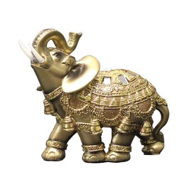 Feng Shui Elephant Statue Elephant Figurines with Trunk Up Golden Collectible Wealth Lucky Elephant Figurine Elephant Gifts for Women (Large)