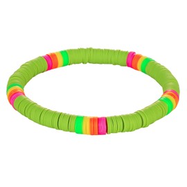 KELITCH New Heishi Beads Bracelets BOHO Multi Color Stretch Bracelets Beautiful Strand Bangles Jewelry For Women (Glass Green 6K)