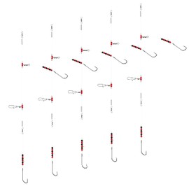 Luroad 5Pcs Sea Fishing Flapper Rigs 2 Hooks, Pre Tie Flatfish Rigs Sea Beach Casting Shore Fishing for Flatfish Sole, Whiting, Flounder, Plaice, Bass (Red Black, 5pcs- Hook size 1/0)