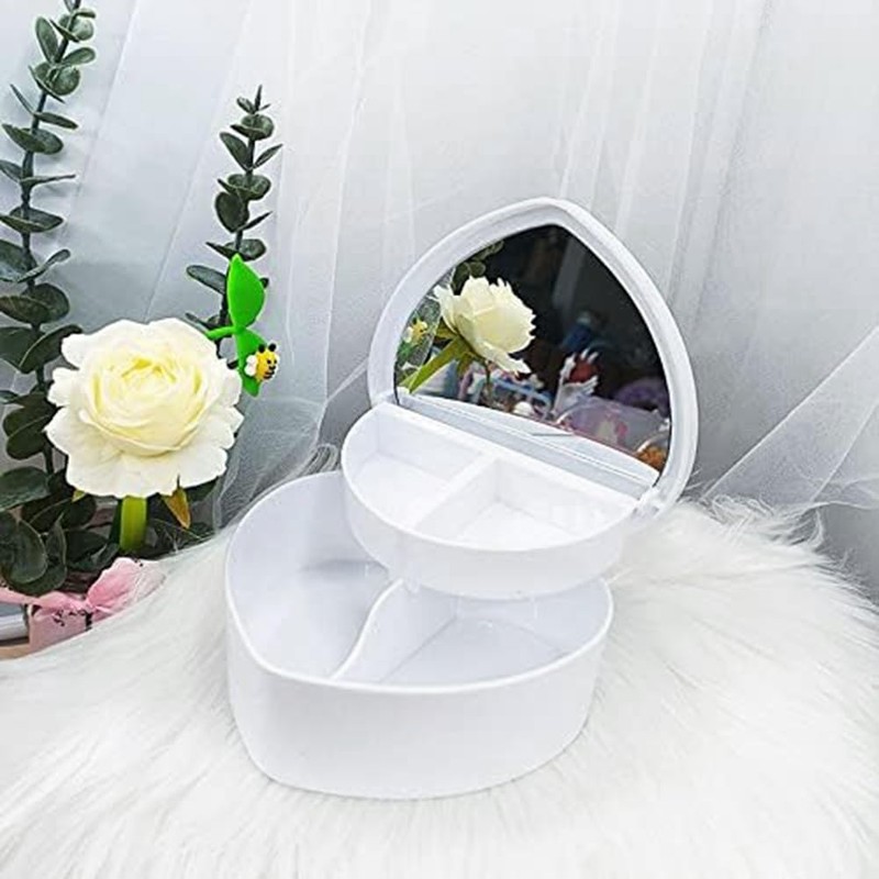 Gokoti Heart Shape Jewelry Boxes Heart-Shaped Jewelry Boxes Plastic Pink