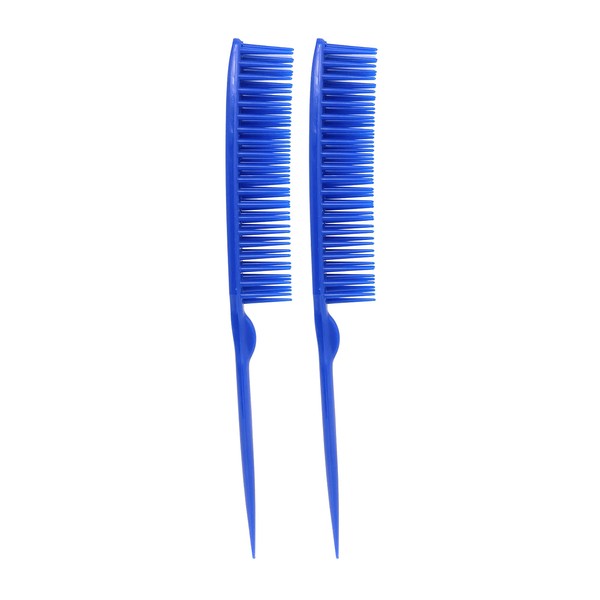 Allegro Combs 60 Parting Three Row Combs Salon Hairstylist Hairdresser Detangle Combs For Natural Hair And Wigs For Curly Hair Made In The Usa 2 Pcs. (Royal Blue)