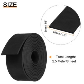 TOP-VIGOR EPDM Rubber Foam Strip 40mm(W) x 3mm(T) x 2.5m(L) Flexible Rubber Sealing Strip Neoprene Sheet Weatherproof Door Seal Insulation Craft Foam Tape Black