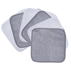 Polyte - Toalla facial desmaquillante de microfibra superabsorbente - Hipoalergénica, sin elementos químicos - Gris/blanco - 20 x 20 cm - Pack de 6