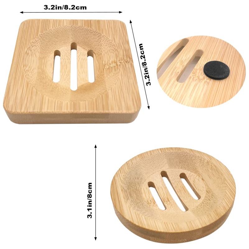 AYWFEY 4 Pcs Natural Wooden Soap Holders, Bamboo Soap Holders,