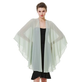 BEAUTELICATE Women's Chiffon Stole Festive Elegant Scarf Bolero Chiffon Scarf for Evening Dress Wedding Bridal Neckerchief Spring Summer, Sage Green