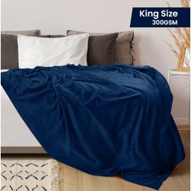 Utopia Bedding Utopia Bedding Fleece Blanket King Size Navy 300GSM Luxury Anti-Static Fuzzy Soft Microfiber Bed Blanket (90x102 Inch)