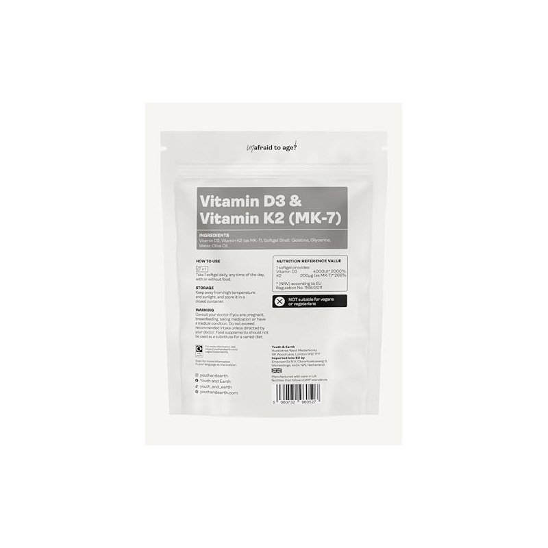 Vitamin D3 4000UI + K2 200mcg x 90 Softgels (3