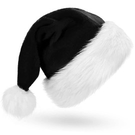 CCINEE Santa Hat for Adults,Green Plush Christmas Hats with White Fur for Christmas Holiday Party Decoration Supply