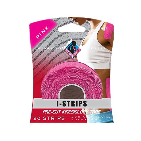 Mueller Sports Medicine Kinesiology Tape I-Strip Roll (20 Strips), Pink,