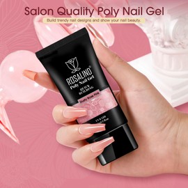 Nude Pink Poly Nail Gel,ROSALIND Poly Extension 60ML Rose Pink Gel Poly Neutral Color Builder Nail Gel Quick Building, Gel Acrylic Poly in Tubes for Nail Extension Thickening Nail Trendy Beauty Gift