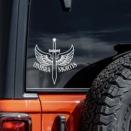 Umbra Mortis Wings Decal Vinyl Sticker Auto Car Truck Wall Laptop | White | 5" x 5.5"