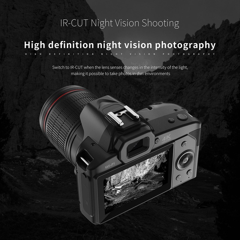 4K Digital Camera, WiFi 64MP, Digital Camera, 3.0 IPS Screen,