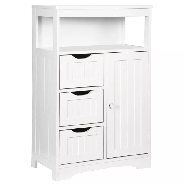 Floor Storage Cabinet White Wooden Kitchen Cupboard Adjustable Shelf &