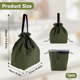 xolear Cool Bag with Drawstring, Small Insulated Lunch Bag, Foldable Lunch Bag, Lightweight Large Picnic Bag, Reusable Lunch Box, Travel Handbag for Work, School, Travel (Green)