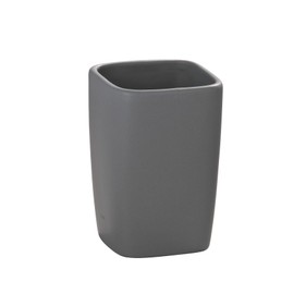 WENKO 20019100 Bicchiere porta soazzolino in ceramica Faro grigio, Ceramica, 7.5 x 10.7 x 7.5 cm, Grigio