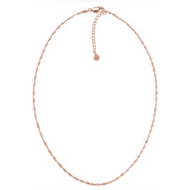 day.berlin Women's Twist Necklace 18 K Gold-Plated Filigree Chain Twisted without Pendant 42 cm + 5 cm Variable Length Made of 316L Stainless Steel, Nickel-Free and Waterproof, Stainless Steel, No