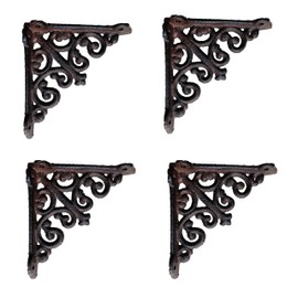 Z metnal Decorative Shelf Brackets, Cast Iron Metal Mailbox Bracket, Decor Corner Brackets, Wall Decor, Modern Shelving Bracket for DIY Floating Shelves, 4 Pcs