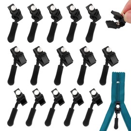 Pack of 15 Fix Zip Pulls, Zip Pendants, Zip Slider Replacement, Universal Zip, Zip Repair for Jacket, Backpack, Luggage, Sleeping Bag