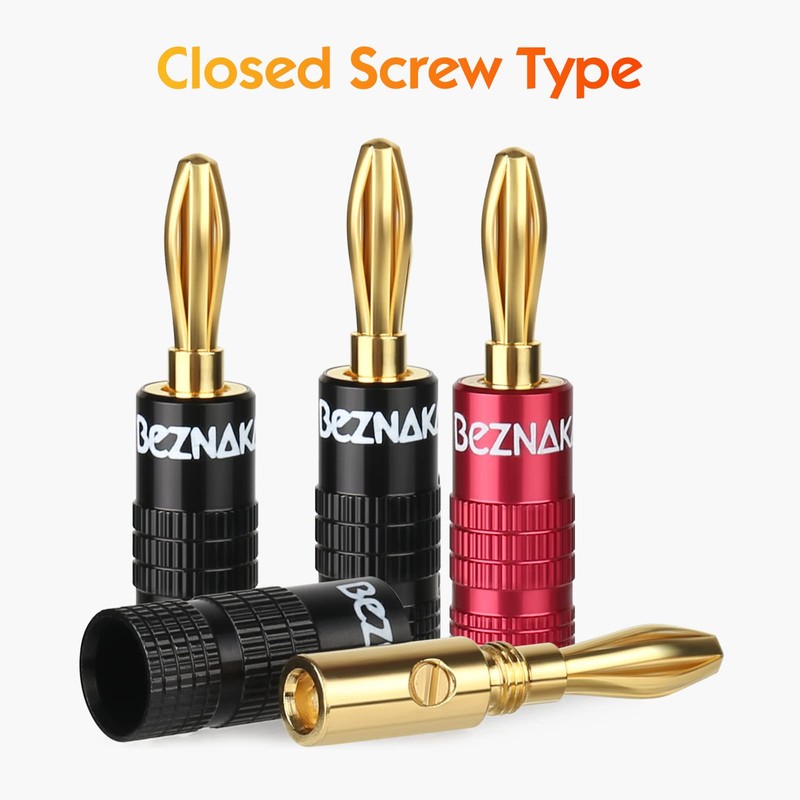 Banana Plugs with Dual Set Screws,Black and Red Aluminum Shell,6