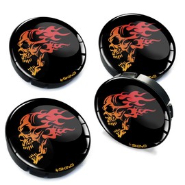 Biomar Labs® 4 x 60mm 3D Wheel Hub Centre Caps Fire Skull Center Rims C 56