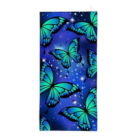 Blue Star Butterfly Microfiber Beach Towel Sand Free Towels Thin Quick Dry Super Absorbent Oversized Large Lightweight Towels for Travel Sports Pool Swimming Bath Camping Yoga Women Girls Adults