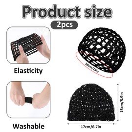 ZEYIYER Black Mesh Hair Wrap, Crochet Hair Net, Hair Wrap Net for Sleeping, Hair Bonnets Hair Nets Sleep Caps Hairnets Wig Hair Net for Women