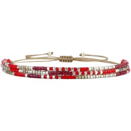 KELITCH Multi Strand Bracelets Miyuki Beads Wrap Bracelets Colorful Bangle Bracelets Women Jewelry (Red 19A)