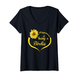 Womens Birdie Gift: Happiness Is Being A Birdie V-Neck T-Shirt