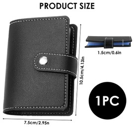 PU Leather Credit Card Holder Wallet for Men & Women Slim RFID Blocking Bank Card Case with 26 Plastic Insert Sleeves,Minimalist Front Pocket Wallet Holders,Travel Business Card Case(Black)