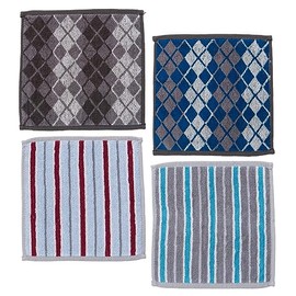 Y's factory Men's Towel Handkerchief, 100% Cotton, Set of 4, 5 Pieces, 7.9 inches (20 cm), 9.1 inches (23 cm), 9.8 inches (25 cm), Moisture Wicking, Compact, Pile Fabric, Texture, 7.9 x 7.9 inches (20