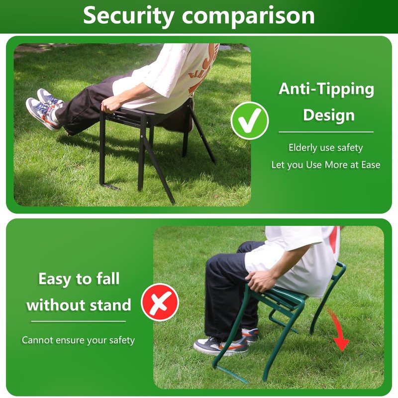 Onadak Foldable Garden Kneeler Seat Heavy Duty with Support Bracket