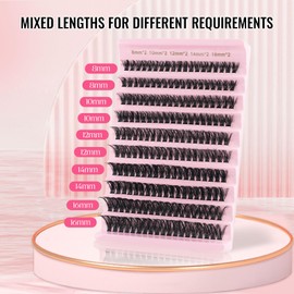 Sixstarhair Lashes Individual Cluster with Bond and Remover D Curl Cluster Lashes Kit 60D Volume Individual Eyelashes 8-16MM Wispy DIY Eyelash Extension Kit