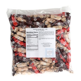 Caramel Assorted Taffy, 2 Pound Bulk Bag, Individually Wrapped Neapolitan Taffies, Chocolate, Vanilla, Strawberry, The Hampton Popcorn & Candy Company