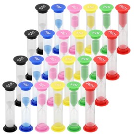 MUKSEUT 24 PCS Sand Timer Set, 30sec/1min/ 2mins/3mins/ 5mins/10mins Mini Sand Clock Timers Kit, Small Colorful Sand Timer, 6 Sizes 30s to 10min Timing for Home, Office, Exercising