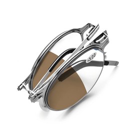 FONEX Photochromic Blue Light Blocking Folding Reading Glasses,Anti UV400 Readers with Magnificatin LH014 (LH018 Brown, 1.5)