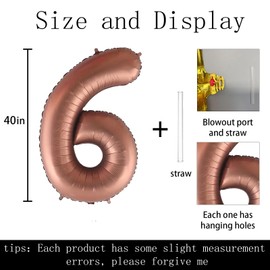 40 inch Big Size Number 6 Foil Helium Balloons Birthday Party Celebration Decoration, Digital Decorations Supplies, Wedding Anniversary Inch Decoration Kids(Chocolate,Number 6)