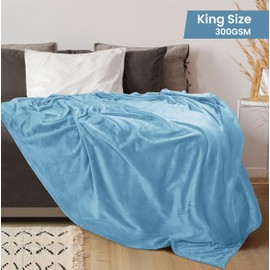 Utopia Bedding Fleece Blanket King Size Washed Blue 300GSM Luxury Fuzzy Soft Anti-Static Microfiber Bed Blanket (90x102 Inch)