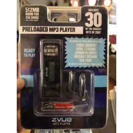ZVUE BRAND NEW IN BOX ZVUE MP3 PLAYER 512MB INCLUDES 30 OF THE BIGGEST HIT OF 2007