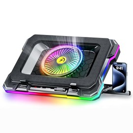 Almohadilla de refrigeración ChillCore RGB para laptop de juegos con ventilador turbo de 5.5", enfriamiento rápido para laptops de 15.6-19.3", control