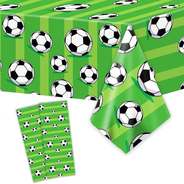 2 PCS Football Table Cloth 130 * 220cm, Football Pattern Tablecloth Printed Sports Table Covers for Football Event, Football Theme Party Supplies Set Football Birthday Party Decorations.