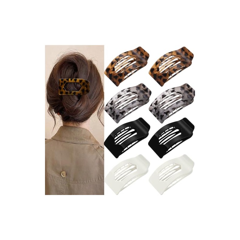 8 Pack Tortoiseshell Flat Hair Clips for Women – Large