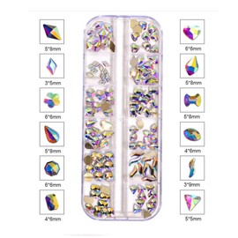 AB Crystal Rhinestones Transparent Gems Diamond Stone Nail Art Craft Sets with Picking Pen Tweezer AB Rhinestones SS4-12 for Eye Makeup Body Art