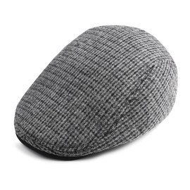 Comilaka Men's Beret Cap Gatsby Flat Cap Newsboy Flat Cap Driving Cabbie Men's Hat, Grey check pattern