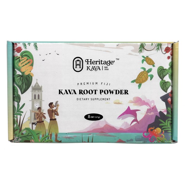 Heritage Kava Premium Fiji Noble Kava Root Powder (8 oz)