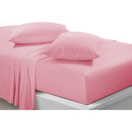 Percale Bunk Bed Fitted Sheet 2ft 6" (76cmx190cm) Caravan Campervan - Small Single Bed POLY COTTON (Pink)