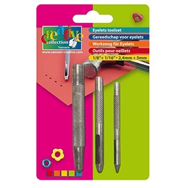 Vaessen Creative Eyelets Toolset 3pcs, Steel Multi-Colour, 14x9.3x1.3 cm