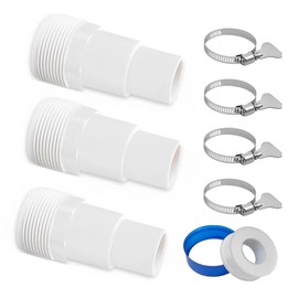 3 Pack Universal Combo Pool Hose Adapter,1-1/4" or 1-1/2" Hose Connector Replacement for Above-Ground Pool Pump, Filter, Skimmer (With Hose Clamps & Tape)