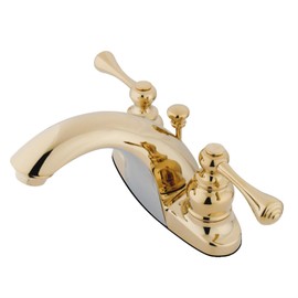 Kingston Brass KB7642BL English Country 4-Inch Centerset Lavatory Faucet with Buckingham Handle, Polished Brass